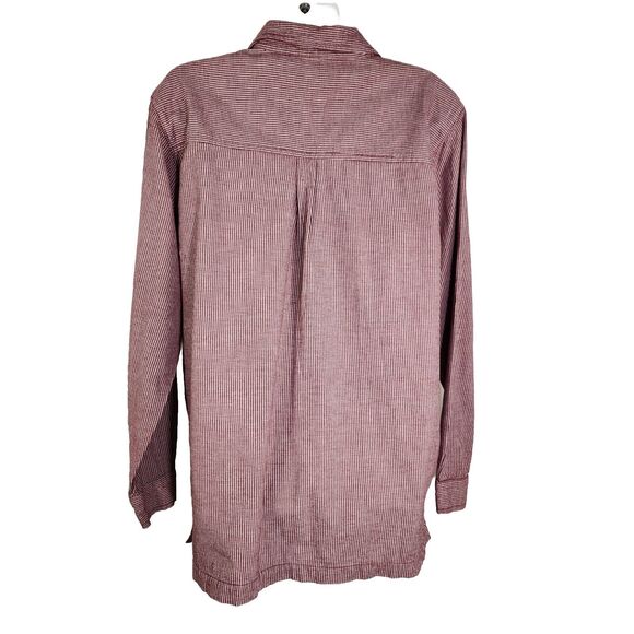 Cabin Creek Women Shirt Top Medium Red White Button Up Cotton Floral Embroidered - Picture 2 of 11